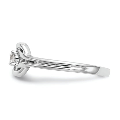 14K White Gold First Promise Love Knot 1/8 Carat Round Diamond Complete Promise/Engagement Ring
