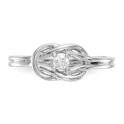 14K White Gold First Promise Love Knot 1/8 Carat Round Diamond Complete Promise/Engagement Ring