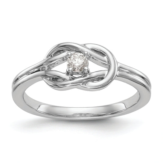 14K White Gold First Promise Love Knot 1/8 Carat Round Diamond Complete Promise/Engagement Ring