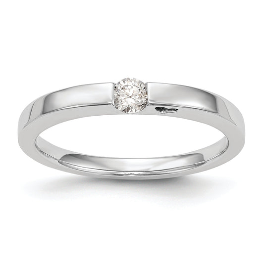 14K White Gold First Promise Heart Shank 1/10 Carat Round Diamond Complete Promise/Engagement Ring