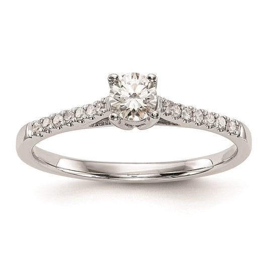 14K White Gold Complete Real Diamond Promise/Engagement Ring