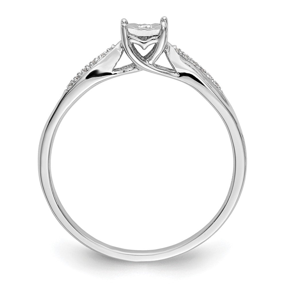 10K White Gold Square Illusion 1/20 Carat Diamond Complete Engagement Ring