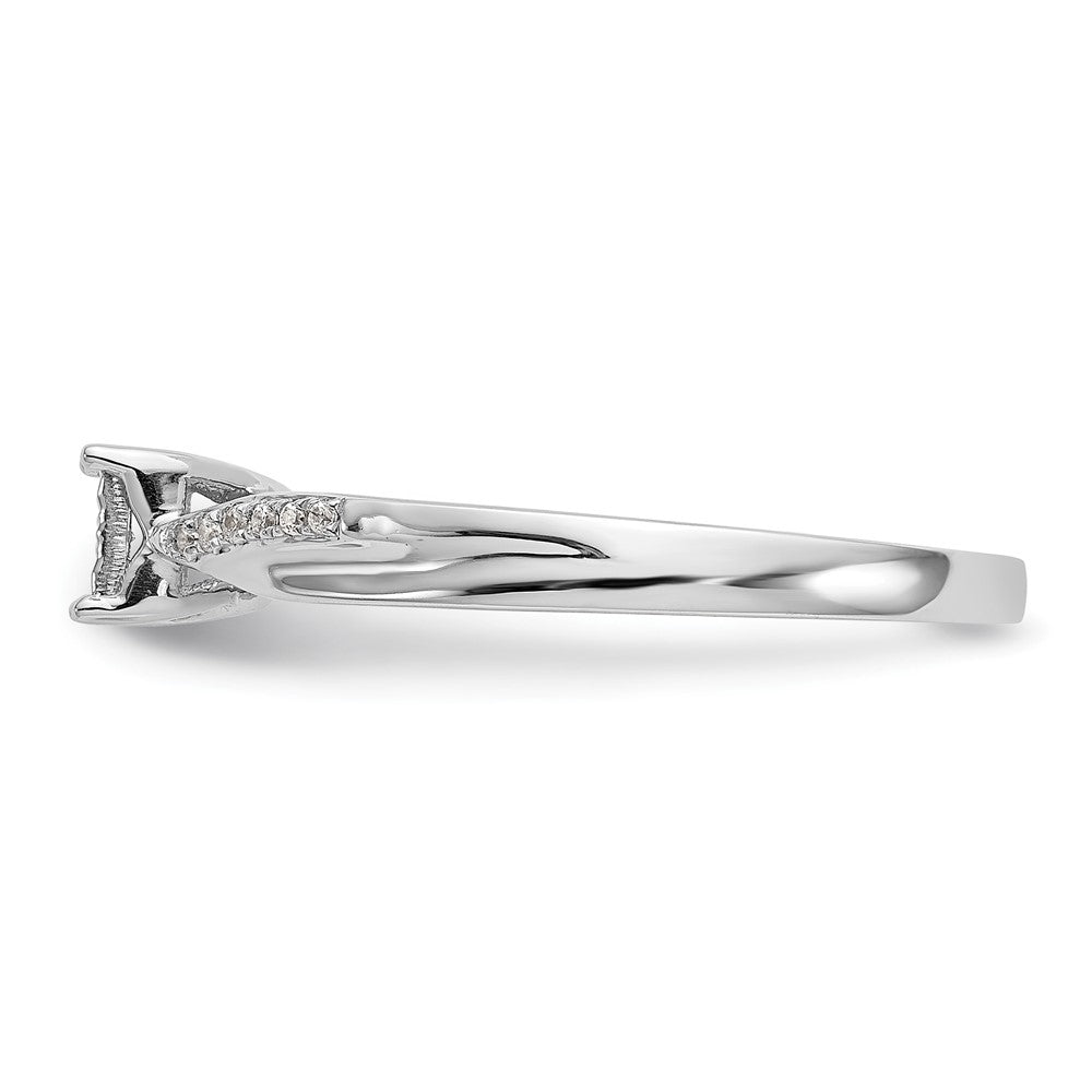 10K White Gold Square Illusion 1/20 Carat Diamond Complete Engagement Ring