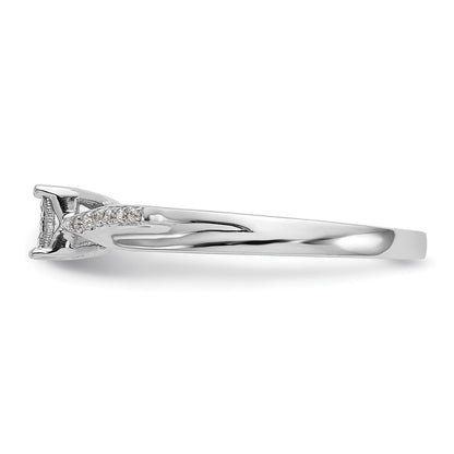 10K White Gold Square Illusion 1/20 Carat Diamond Complete Engagement Ring