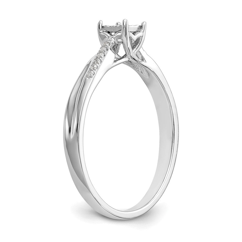 10K White Gold Square Illusion 1/20 Carat Diamond Complete Engagement Ring