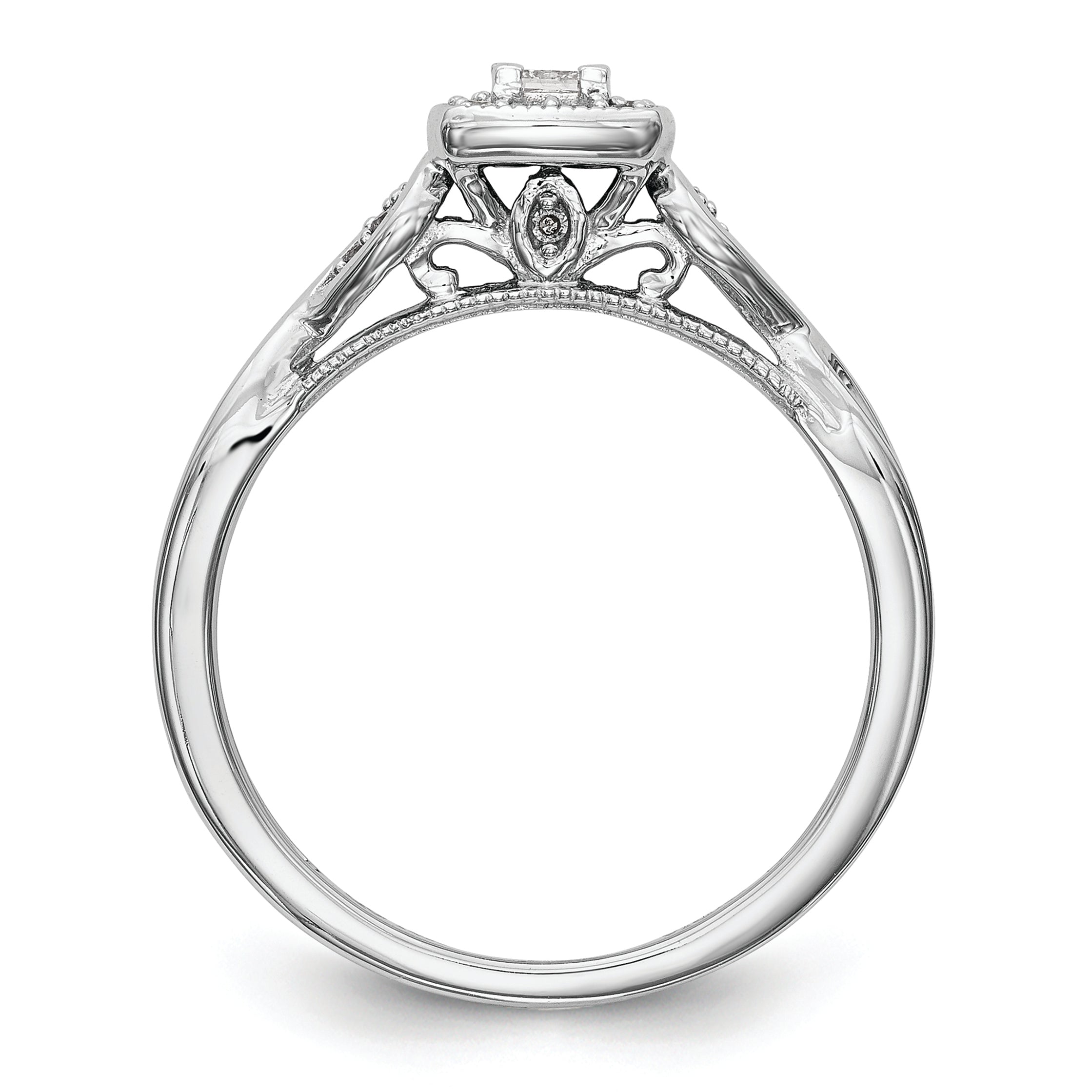 14K White Gold First Promise Criss Cross 1/5 Carat Round Diamond Complete Promise/Engagement Ring