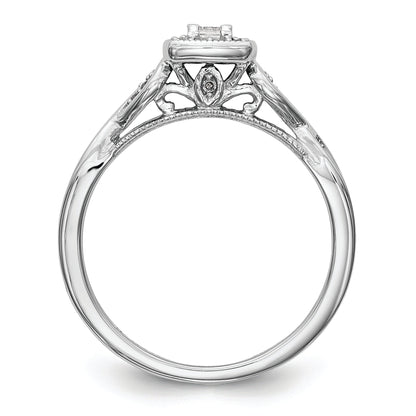 14K White Gold First Promise Criss Cross 1/5 Carat Round Diamond Complete Promise/Engagement Ring