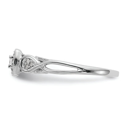 14K White Gold First Promise Criss Cross 1/5 Carat Round Diamond Complete Promise/Engagement Ring