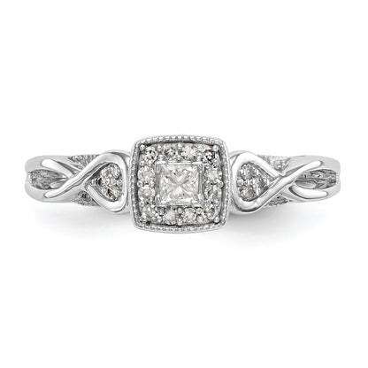 14K White Gold First Promise Criss Cross 1/5 Carat Round Diamond Complete Promise/Engagement Ring