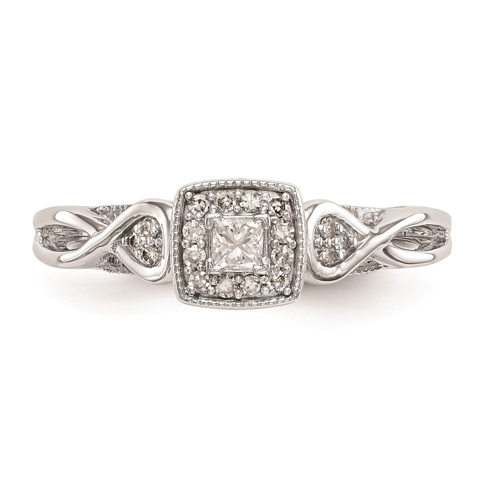 14K White Gold Complete Real Diamond Promise/Engagement Ring