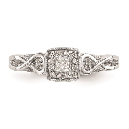 14K White Gold Complete Real Diamond Promise/Engagement Ring