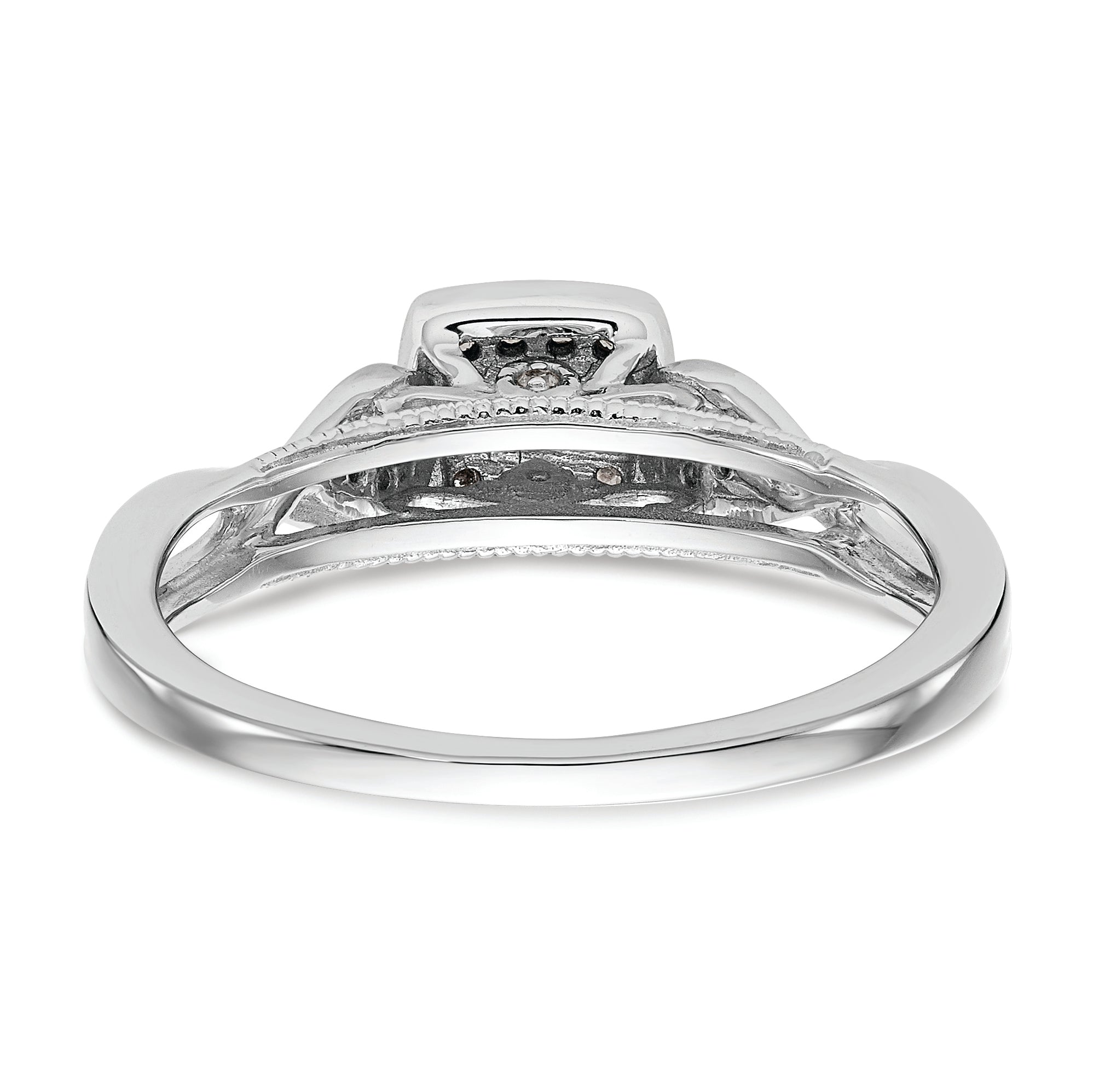 14K White Gold First Promise Criss Cross 1/5 Carat Round Diamond Complete Promise/Engagement Ring