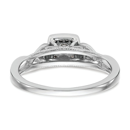 14K White Gold First Promise Criss Cross 1/5 Carat Round Diamond Complete Promise/Engagement Ring