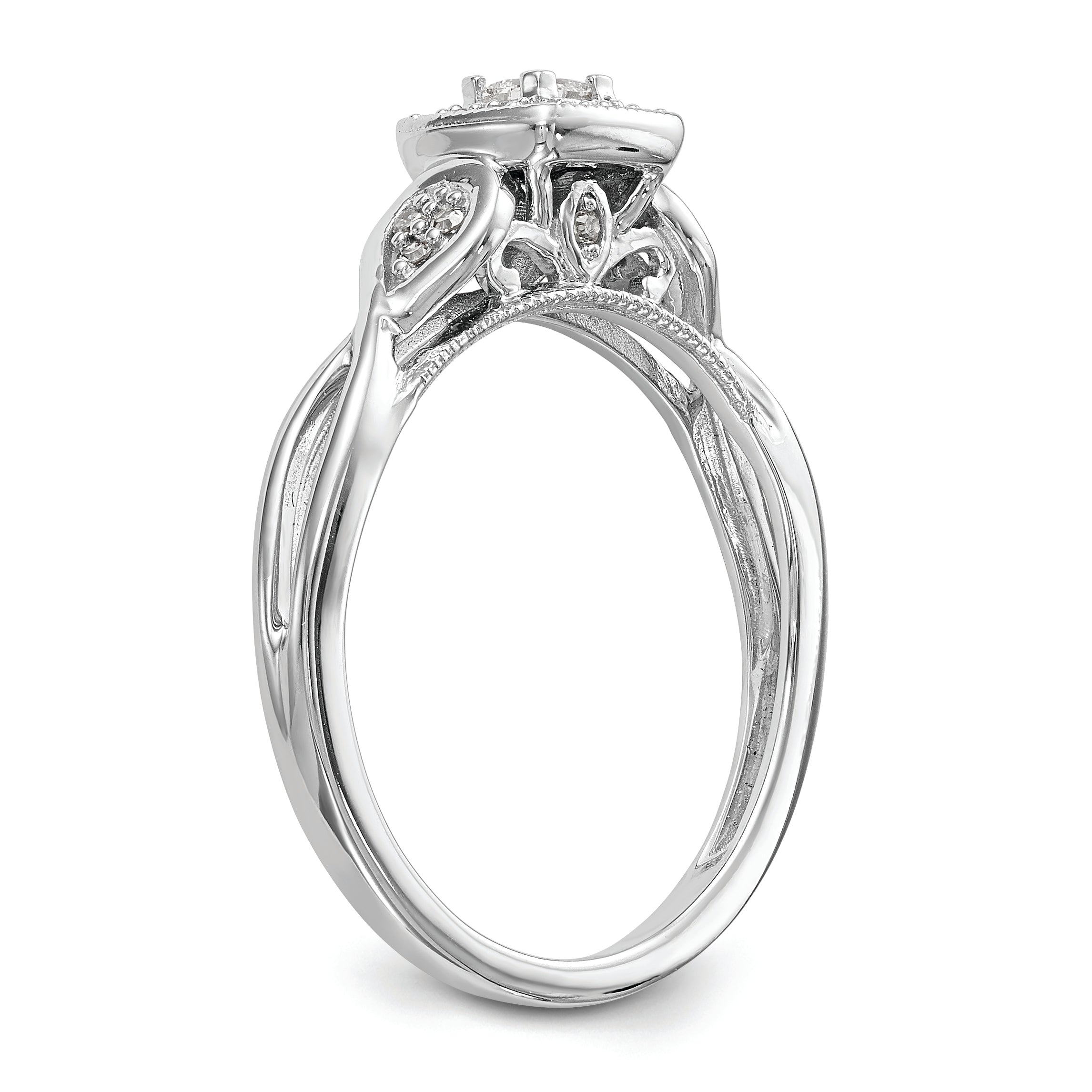 14K White Gold First Promise Criss Cross 1/5 Carat Round Diamond Complete Promise/Engagement Ring