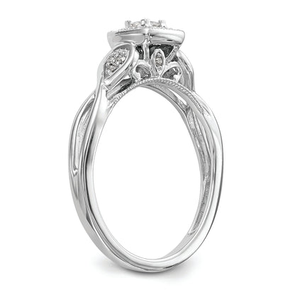 14K White Gold First Promise Criss Cross 1/5 Carat Round Diamond Complete Promise/Engagement Ring