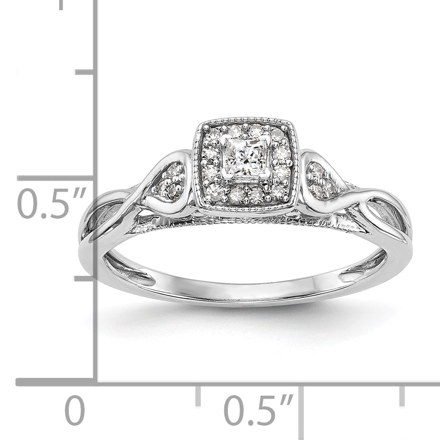 14K White Gold First Promise Criss Cross 1/5 Carat Round Diamond Complete Promise/Engagement Ring