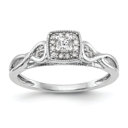 14K White Gold First Promise Criss Cross 1/5 Carat Round Diamond Complete Promise/Engagement Ring