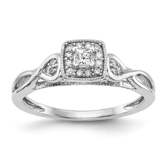 14K White Gold First Promise Criss Cross 1/5 Carat Round Diamond Complete Promise/Engagement Ring