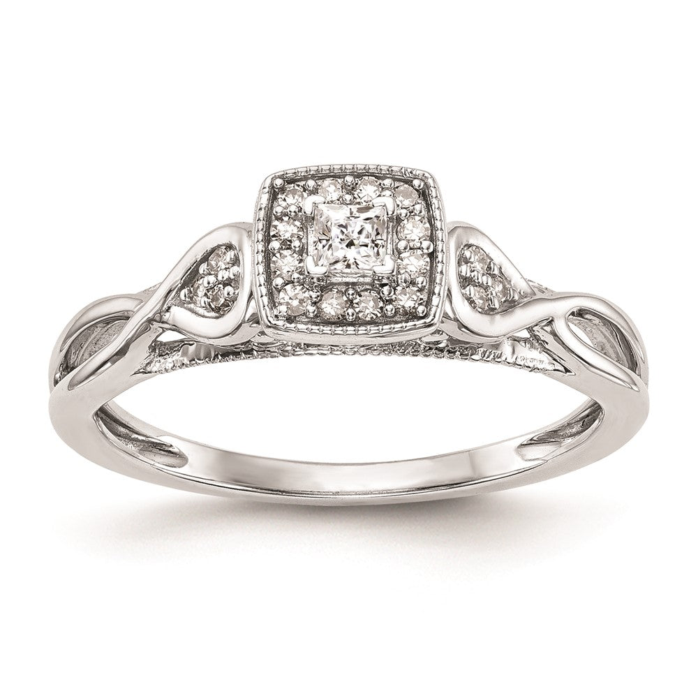14K White Gold Complete Real Diamond Promise/Engagement Ring