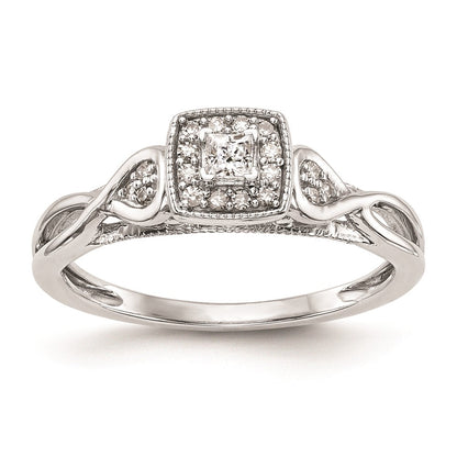 14K White Gold Complete Real Diamond Promise/Engagement Ring