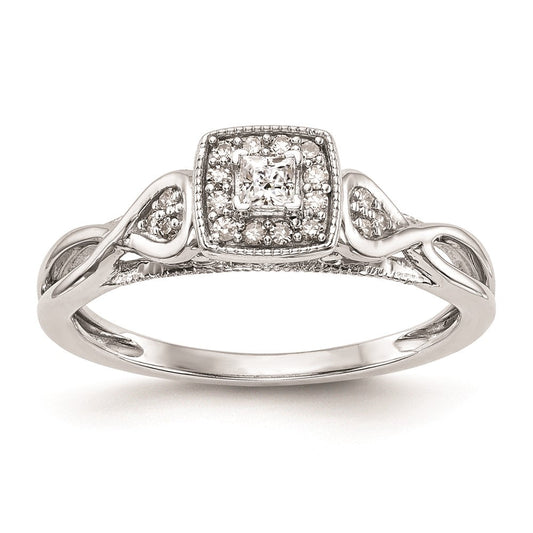 14K White Gold Complete Real Diamond Promise/Engagement Ring