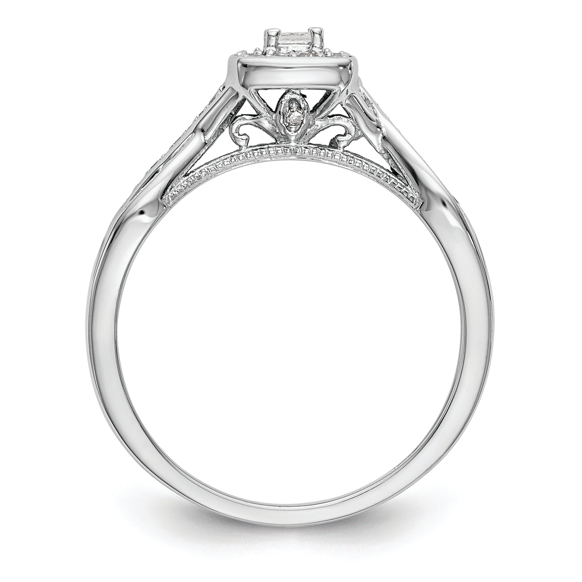14K White Gold First Promise Criss Cross 1/3 Carat Round Diamond Complete Promise/Engagement Ring
