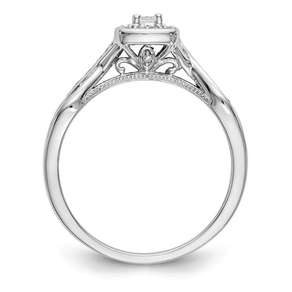 14K White Gold First Promise Criss Cross 1/3 Carat Round Diamond Complete Promise/Engagement Ring