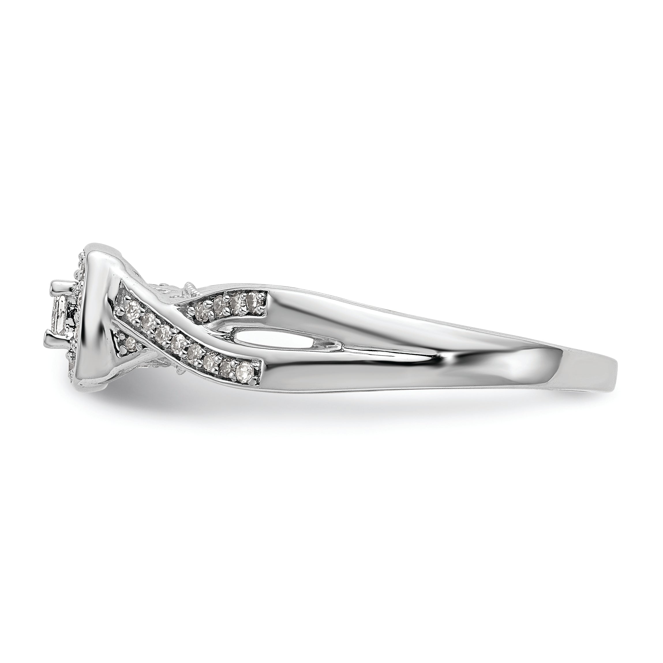 14K White Gold First Promise Criss Cross 1/3 Carat Round Diamond Complete Promise/Engagement Ring
