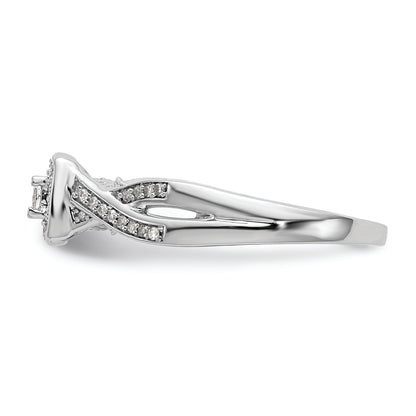 14K White Gold First Promise Criss Cross 1/3 Carat Round Diamond Complete Promise/Engagement Ring