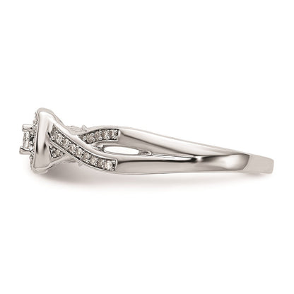 14K White Gold Complete Real Diamond Promise/Engagement Ring