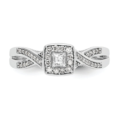 14K White Gold First Promise Criss Cross 1/3 Carat Round Diamond Complete Promise/Engagement Ring
