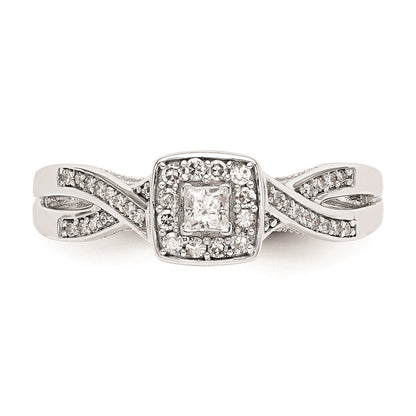 14K White Gold Complete Real Diamond Promise/Engagement Ring