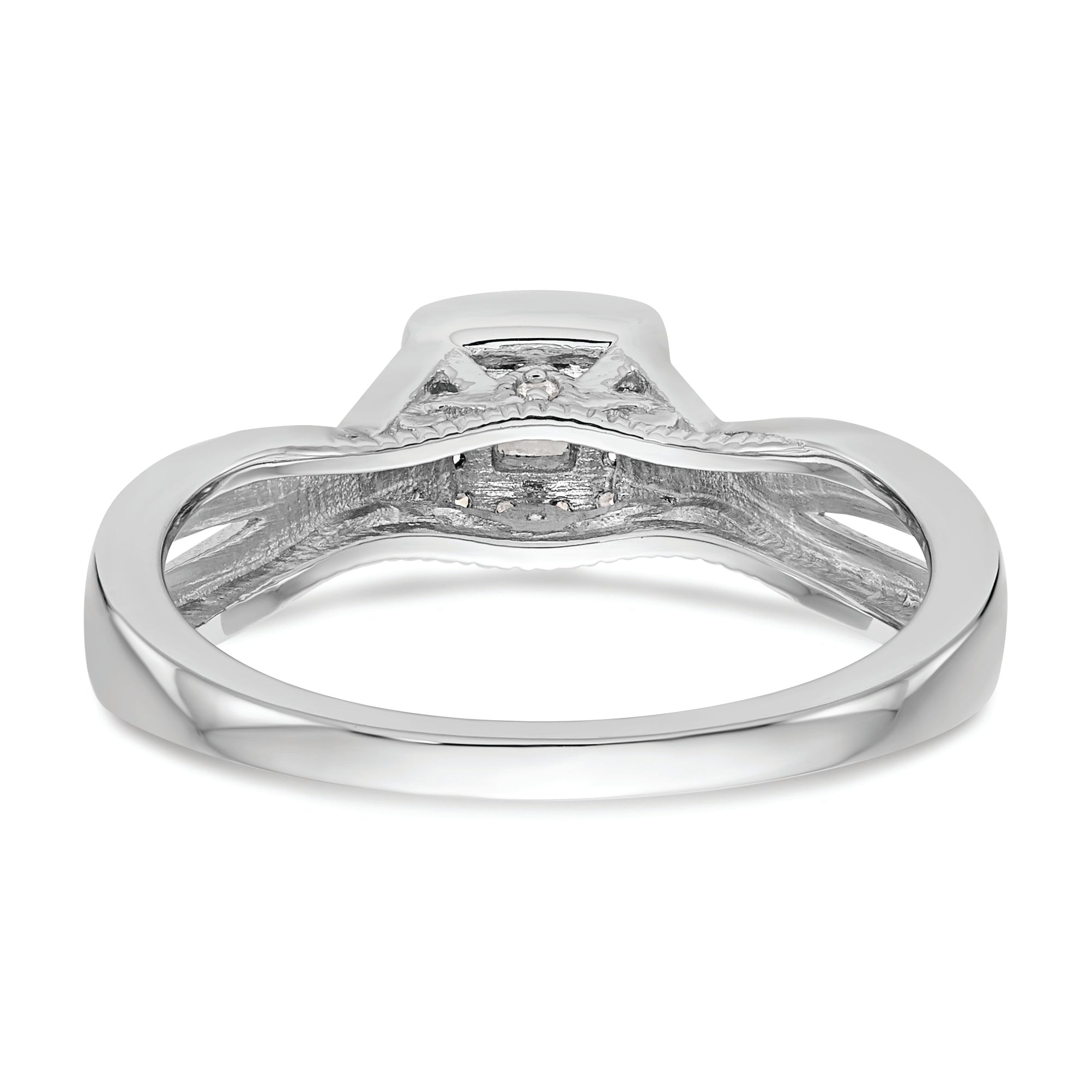 14K White Gold First Promise Criss Cross 1/3 Carat Round Diamond Complete Promise/Engagement Ring