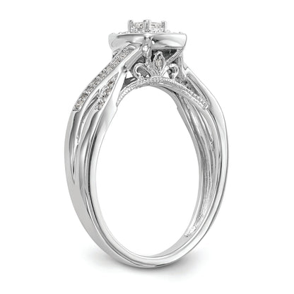 14K White Gold First Promise Criss Cross 1/3 Carat Round Diamond Complete Promise/Engagement Ring