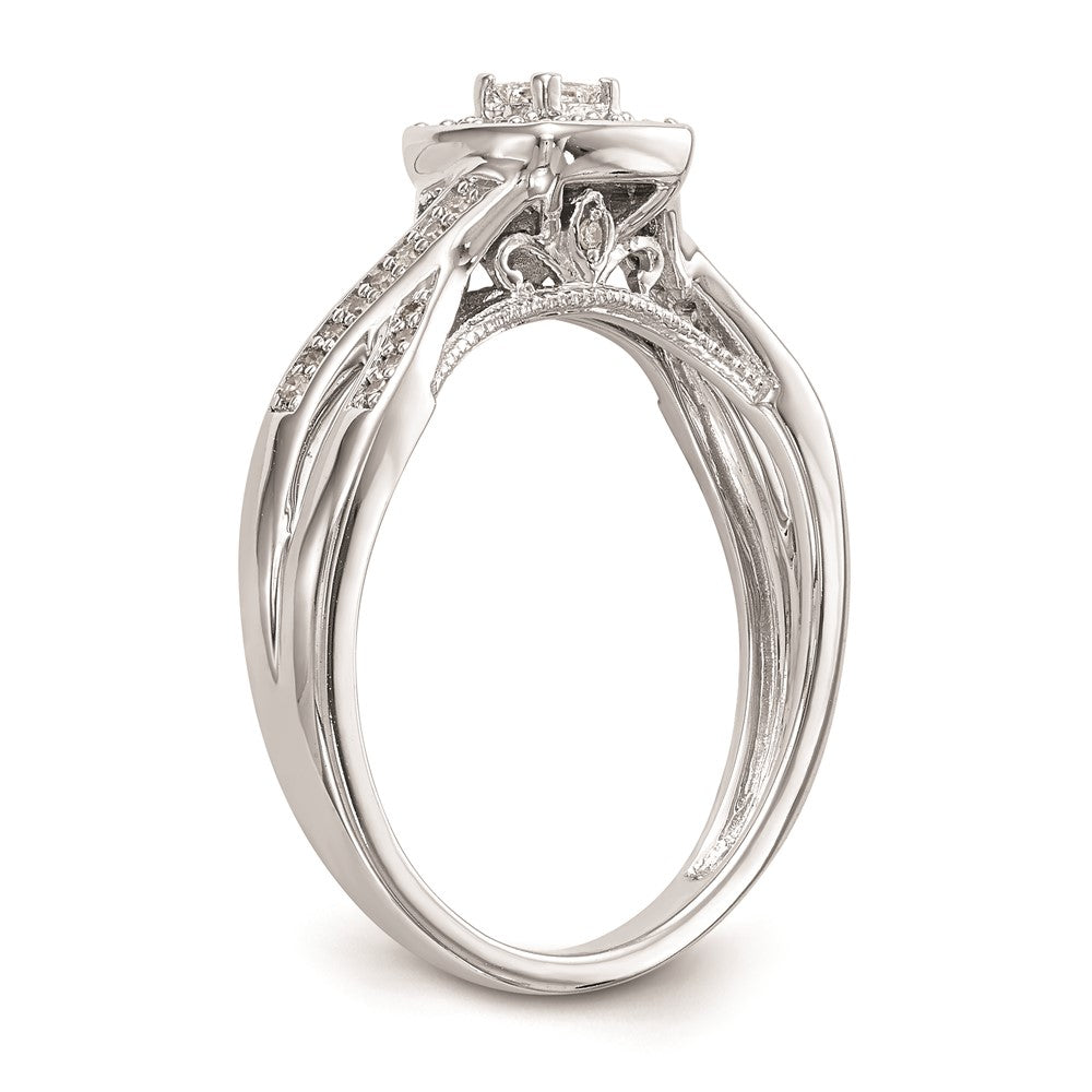 14K White Gold Complete Real Diamond Promise/Engagement Ring