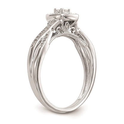 14K White Gold Complete Real Diamond Promise/Engagement Ring