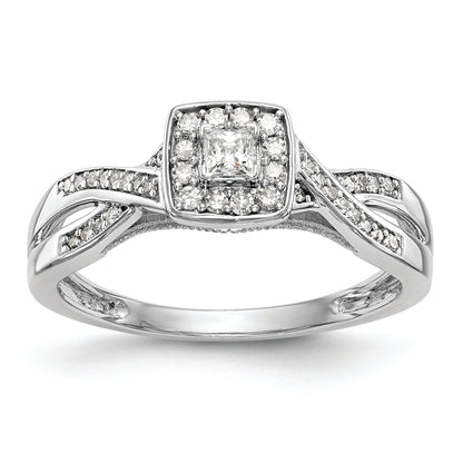 14K White Gold First Promise Criss Cross 1/3 Carat Round Diamond Complete Promise/Engagement Ring