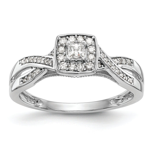 14K White Gold First Promise Criss Cross 1/3 Carat Round Diamond Complete Promise/Engagement Ring