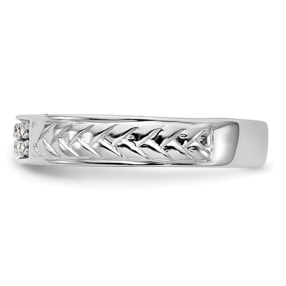 10K White Gold 1/10 Carat Diamond Trio Ladies Complete Wedding Band