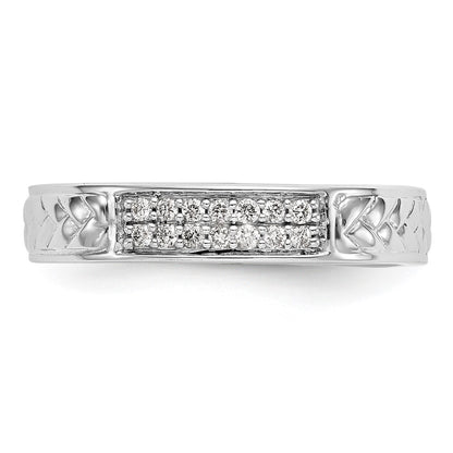 10K White Gold 1/10 Carat Diamond Trio Ladies Complete Wedding Band