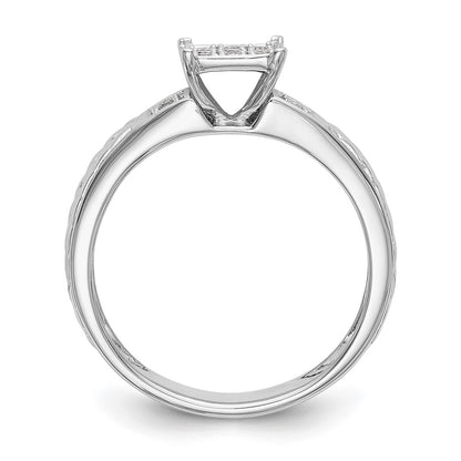 0.17ct. CZ Solid Real 14K White Gold Trio Cluster Engagement Ring