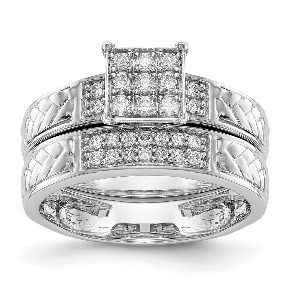0.17ct. CZ Solid Real 14K White Gold Trio Cluster Engagement Ring
