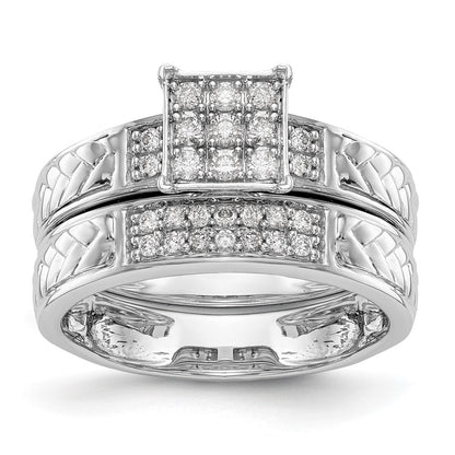 0.17ct. CZ Solid Real 14K White Gold Trio Cluster Engagement Ring