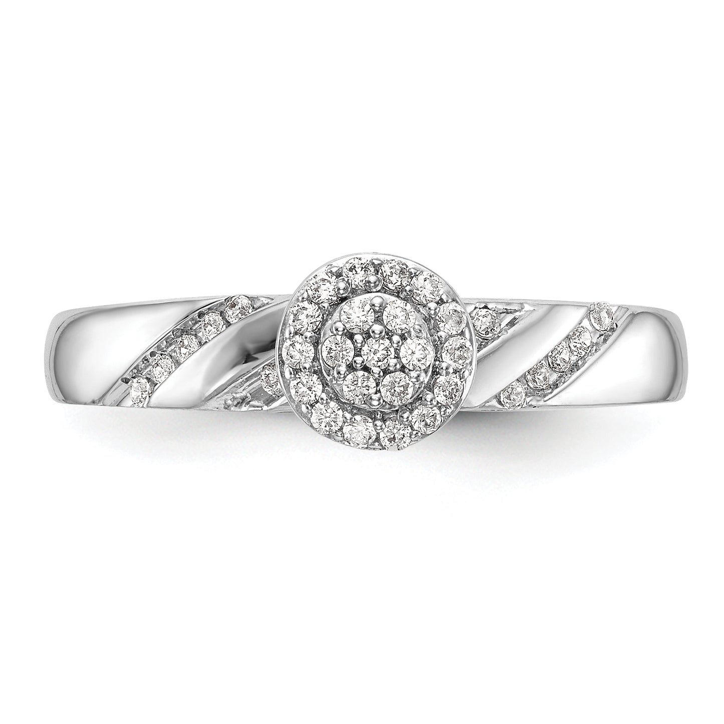 14K White Gold Lab Grown VS/SI+ G+ Diamond Comp Trio Cluster Engagement Ring