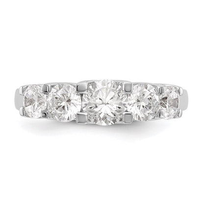 14K White Gold 5-Stone Real Diamond Band