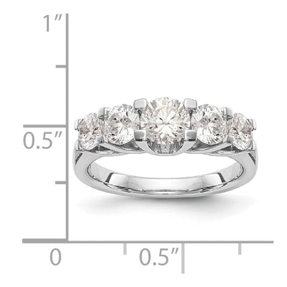 14K White Gold 5-Stone Real Diamond Band