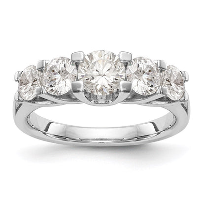 14K White Gold 5-Stone Real Diamond Band