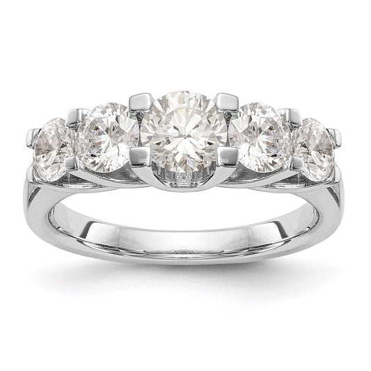 14K White Gold 5-Stone Real Diamond Band