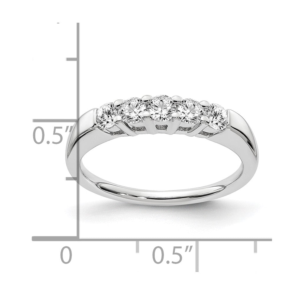 14k White Gold 1/2 Ct. Lab Grown Diamond VS/SI+ G+ Five Stone Fashion Band Ring