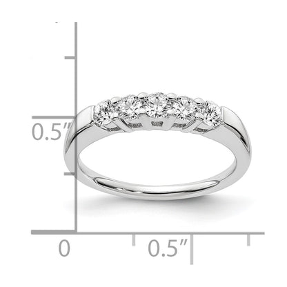 14k White Gold 1/2 Ct. Lab Grown Diamond VS/SI+ G+ Five Stone Fashion Band Ring